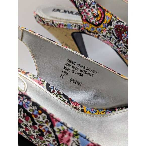 VTG BONGO High Heels Sz 7.5 Colorful Paisley Floral Y2K Cork Platform Kyra Pumps - Picture 6 of 7